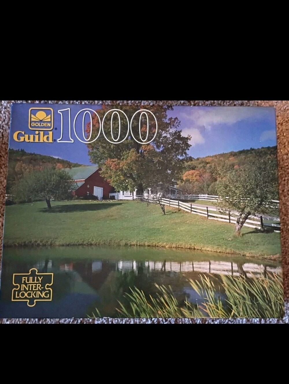 Eaton New Hampshire Golden Guild 1000 pc Puzzle 21x27 Farmland Fall Barn Pond